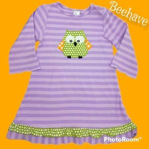 Owl girls dress beehave sz 4 knit Ruffle Halloween boutique Polkadot stripe